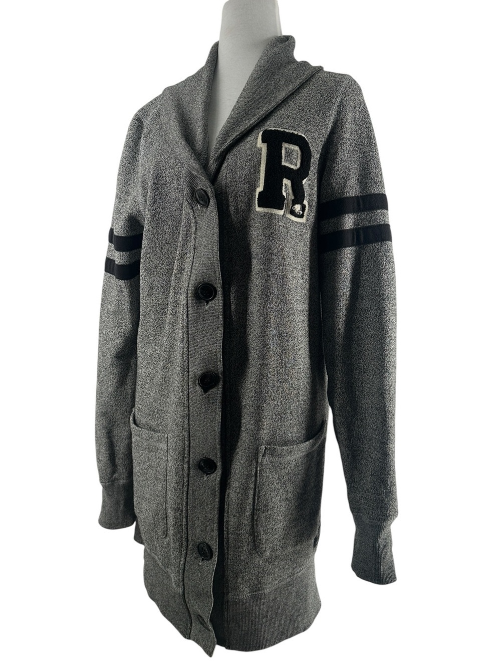 Roots cardigan Heather salt and pepper Sweatshirt longline lounge sz M